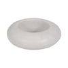 Abstract Tabletop Decor | 10" Round Ringlike Accent | White Marble | Wood
