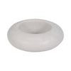 Abstract Tabletop Decor | 10" Round Ringlike Accent | White Marble | Wood