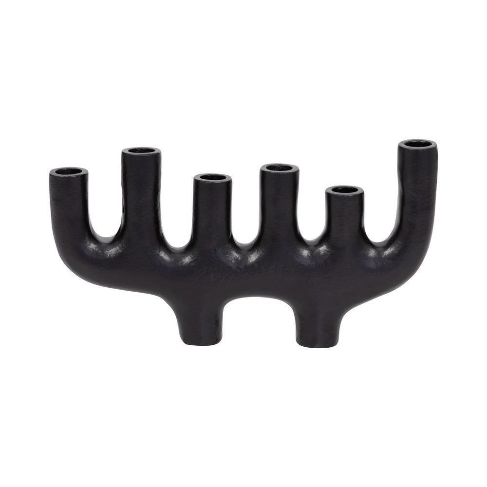 Decorative Candelabra 6 Taper Candle Holder | Antique Matte Black | 13"
