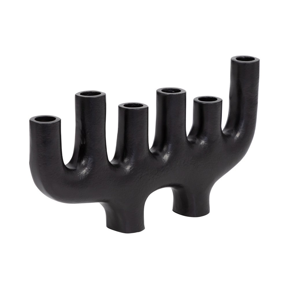 Decorative Candelabra 6 Taper Candle Holder | Antique Matte Black | 13"
