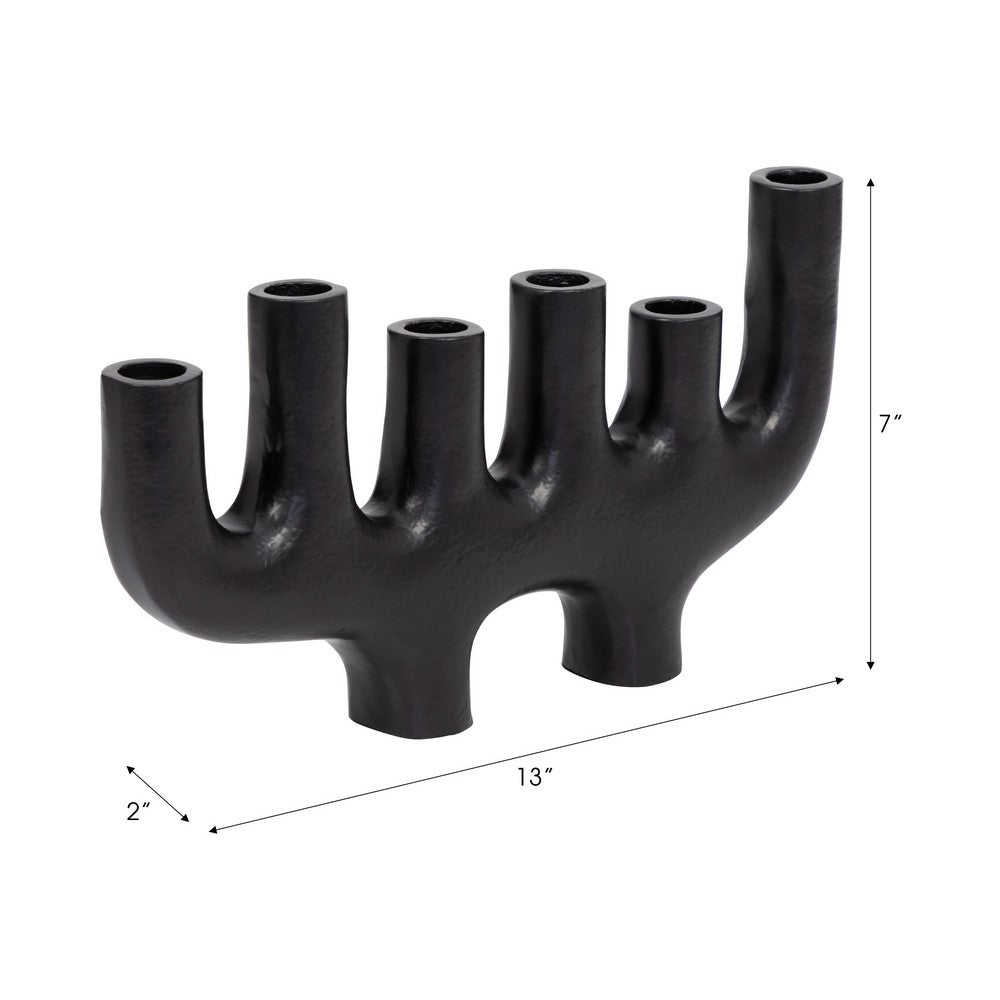 Decorative Candelabra 6 Taper Candle Holder | Antique Matte Black | 13"