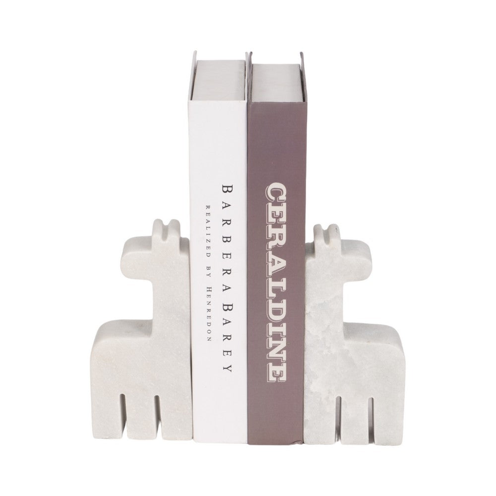 Decorative Giraffe Bookends Set of 2 | Playful Retro Modern White Marble