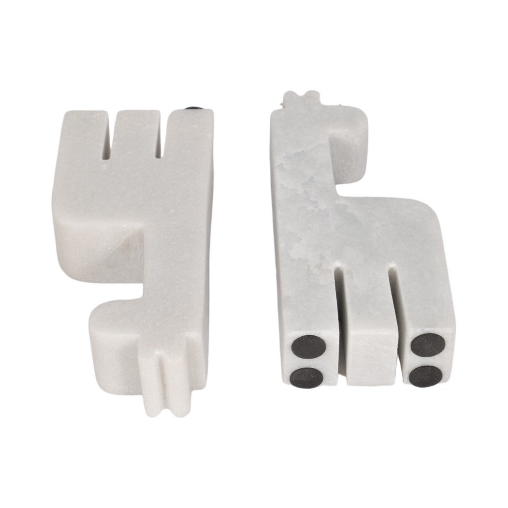 Decorative Giraffe Bookends Set of 2 | Playful Retro Modern White Marble