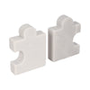 Decorative Bookend Set of 2 | Puzzle Piece | White Marble Glam Style