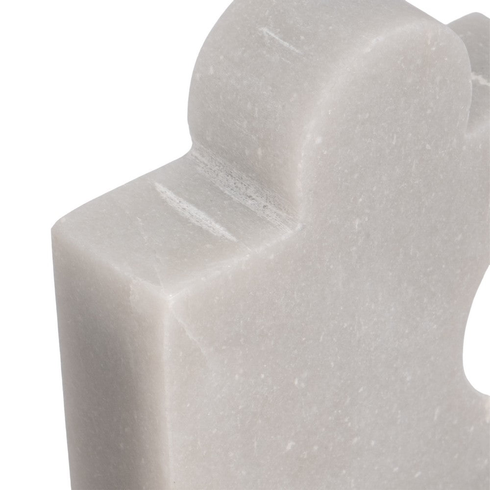 Decorative Bookend Set of 2 | Puzzle Piece | White Marble Glam Style