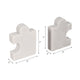 Decorative Bookend Set of 2 | Puzzle Piece | White Marble Glam Style