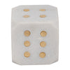 Decorative Large Dice | 4x4 Natural White Marble | Metal Inlay