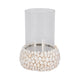 Modern Hurricane Taper Glass Candle Holder with White Shell Base | 12"