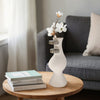 Abstract Decor Flower Vase | 18" | Ivory Ecomix w 2 Wood Accents