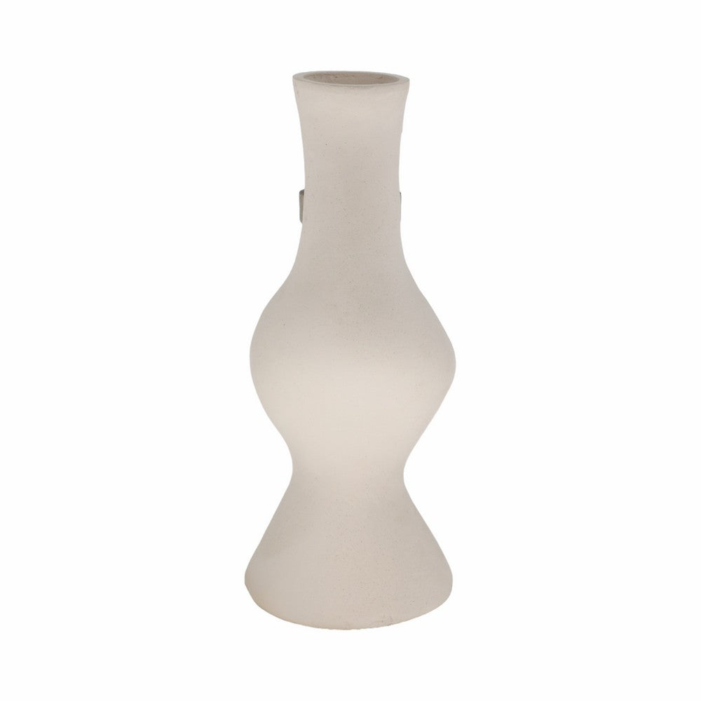 Abstract Decor Flower Vase | 18" | Ivory Ecomix w 2 Wood Accents