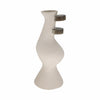 Abstract Decor Flower Vase | 18" | Ivory Ecomix w 2 Wood Accents