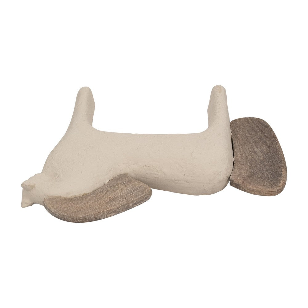 Nordic Style Horse Figurine with Brown Wood Accents | Minimalist 12" Ivory
