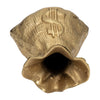 Accent Statuette 8" Metal Money Bag w Embossed Dollar Symbol | Gold