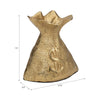 Accent Statuette 8" Metal Money Bag w Embossed Dollar Symbol | Gold