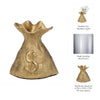 Accent Statuette 8" Metal Money Bag w Embossed Dollar Symbol | Gold