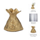 Accent Statuette 8" Metal Money Bag w Embossed Dollar Symbol | Gold