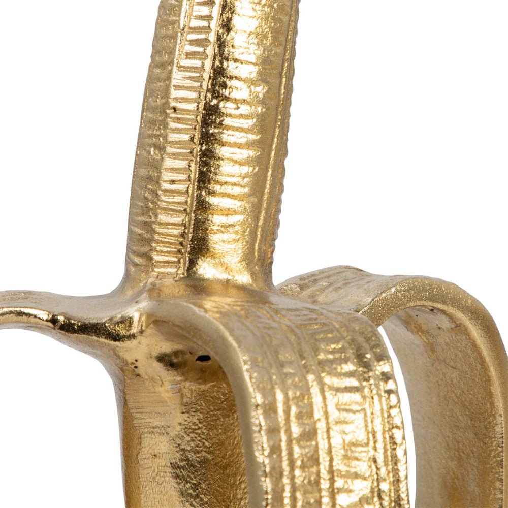 Decorative Bookend Set of 2 Peeled Bananas with Ring Handles | Gold
