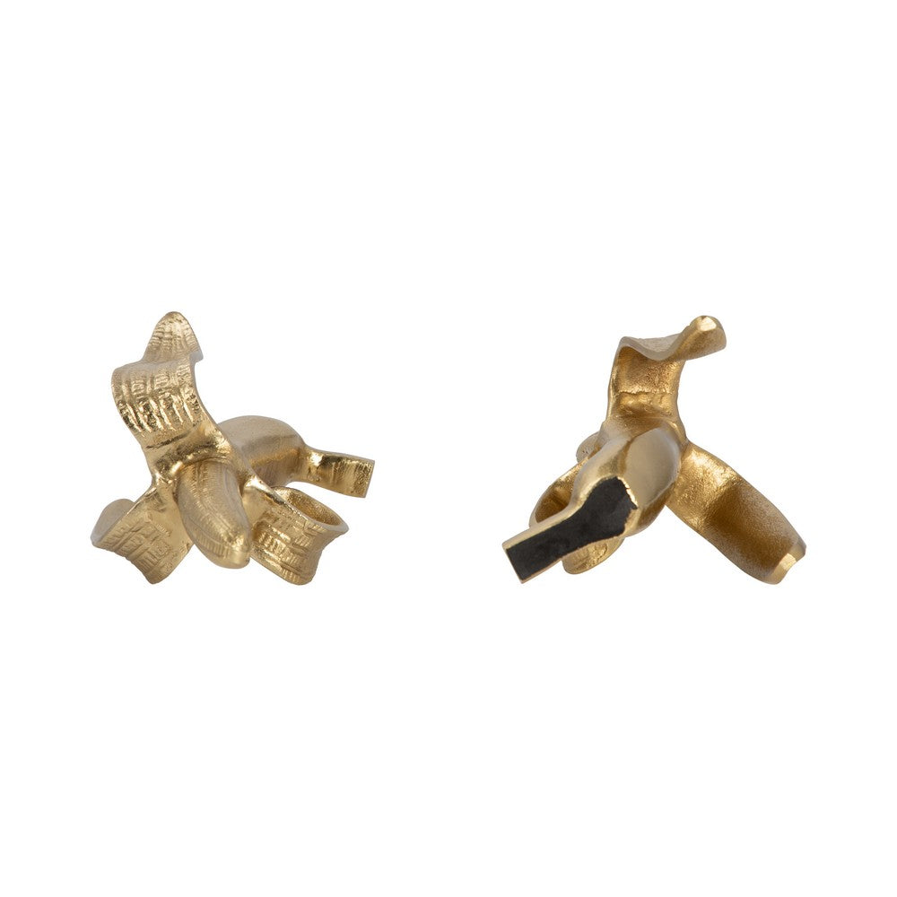 Decorative Bookend Set of 2 Peeled Bananas with Ring Handles | Gold