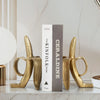 Decorative Bookend Set of 2 Peeled Bananas with Ring Handles | Gold