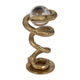 Orly Coiled Snake Figurine with Acrylic Ball Accent | Gold Metal 7"