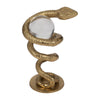 Orly Coiled Snake Figurine with Acrylic Ball Accent | Gold Metal 7"