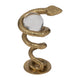 Orly Coiled Snake Figurine with Acrylic Ball Accent | Gold Metal 7"