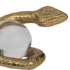 Orly Coiled Snake Figurine with Acrylic Ball Accent | Gold Metal 7"
