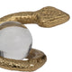 Orly Coiled Snake Figurine with Acrylic Ball Accent | Gold Metal 7"