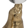 Sea Lion Figurine w Acrylic Orb | Coastal Style Gold Aluminum | 7"