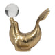 Sea Lion Figurine w Acrylic Orb | Coastal Style Gold Aluminum | 7"