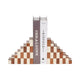 Decorative Checkerboard Bookend Set of 2 | Brown Ivory Staircase Style