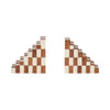 Decorative Checkerboard Bookend Set of 2 | Brown Ivory Staircase Style