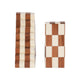 Decorative Checkerboard Bookend Set of 2 | Brown Ivory Staircase Style