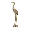 Decorative Standing Crane Figurine | 16" Statuette | Gold Metal