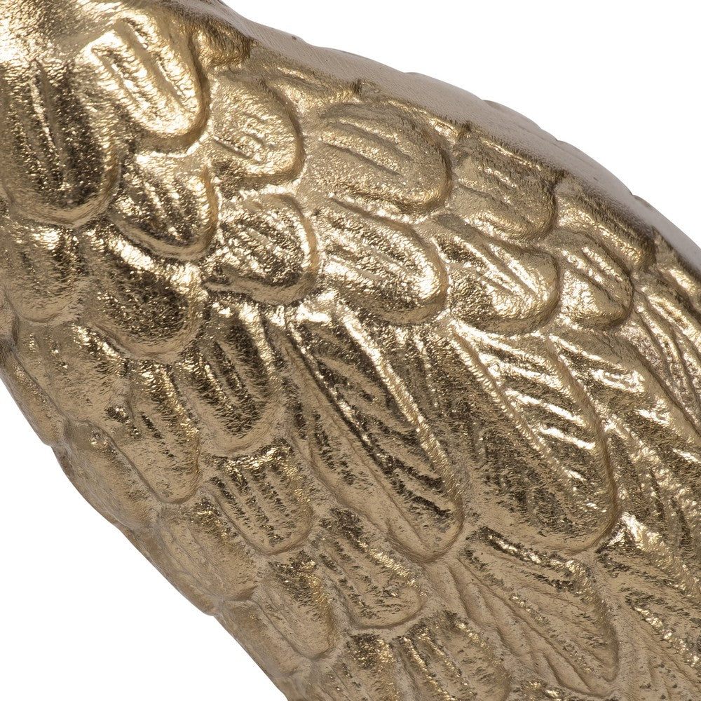 Decorative Standing Crane Figurine | 16" Statuette | Gold Metal