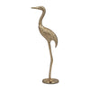 Decorative Standing Crane Figurine | 16" Statuette | Gold Metal