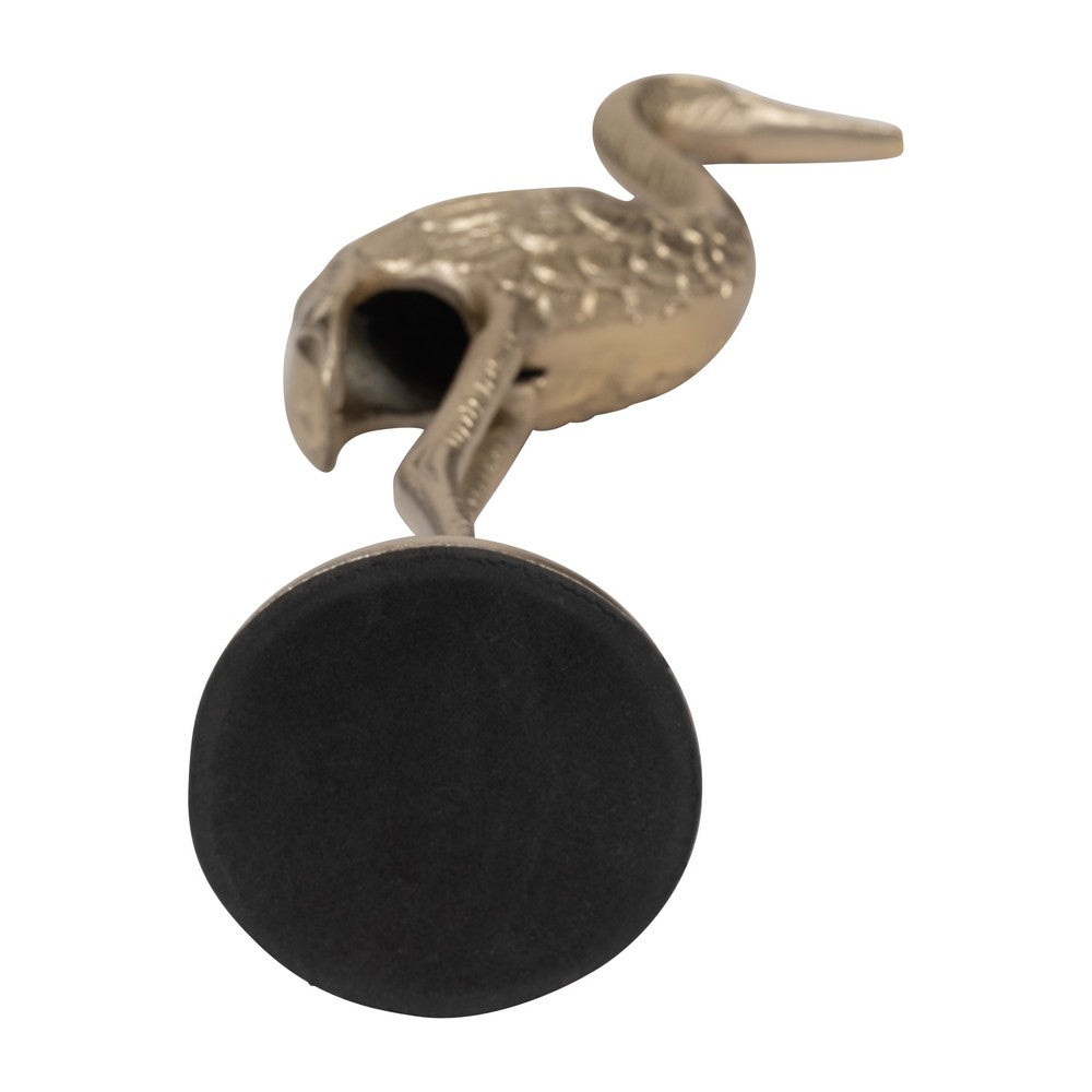 Decorative Standing Crane Figurine | 16" Statuette | Gold Metal