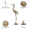 Decorative Standing Crane Figurine | 16" Statuette | Gold Metal