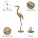 Decorative Standing Crane Figurine | 16" Statuette | Gold Metal