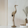 Decorative Standing Crane Figurine | 16" Statuette | Gold Metal
