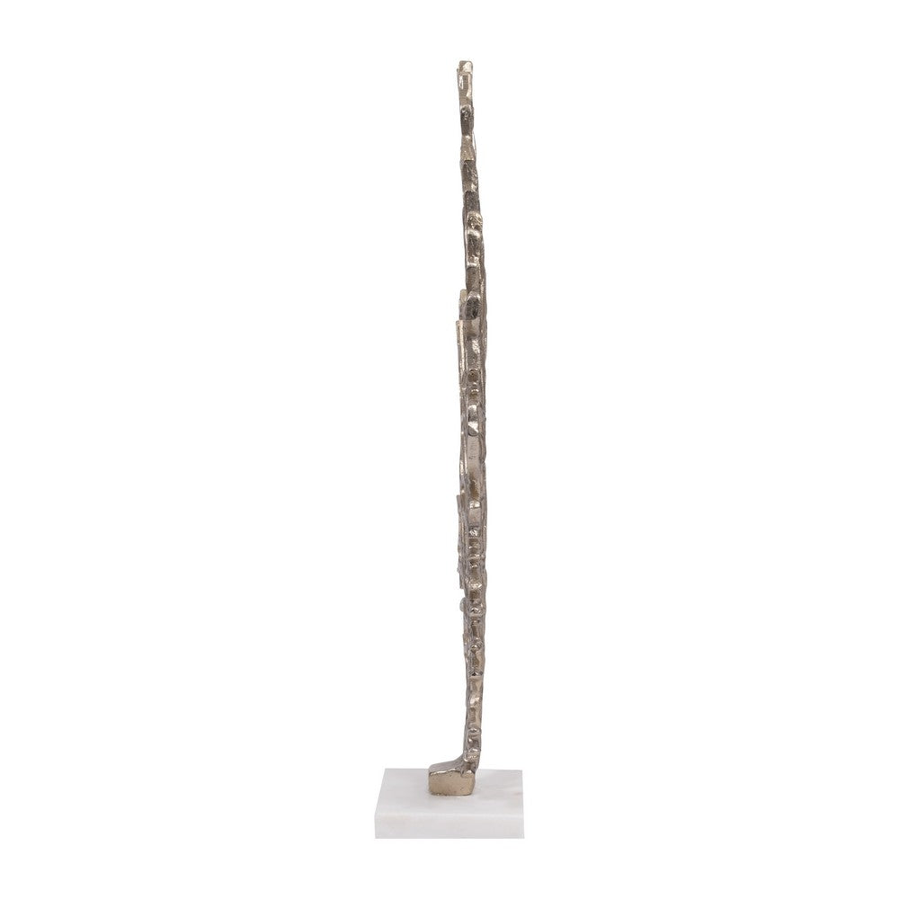 Tabletop Decor | Ocean Coral Sculpture White Marble Base | Gold Metal 21"