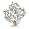 Tabletop Decor | Ocean Coral Sculpture White Marble Base | Gold Metal 21"