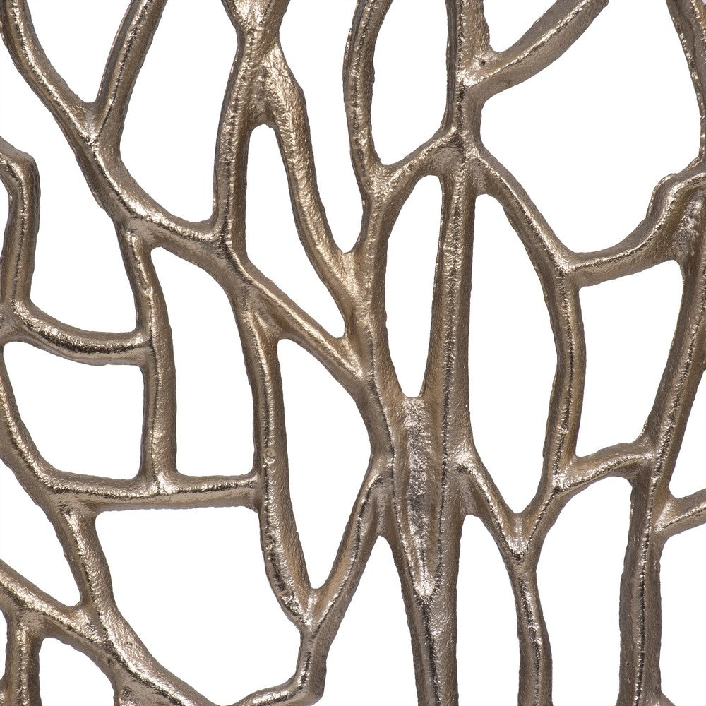 Tabletop Decor | Ocean Coral Sculpture White Marble Base | Gold Metal 21"