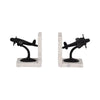 Vintage Airplane Bookend Set of 2 | White Marble Base | Black Metal | 6"