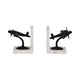 Vintage Airplane Bookend Set of 2 | White Marble Base | Black Metal | 6"