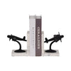 Vintage Airplane Bookend Set of 2 | White Marble Base | Black Metal | 6"