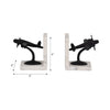 Vintage Airplane Bookend Set of 2 | White Marble Base | Black Metal | 6"