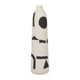 Funky Vase | Black Geometric Suar Wood Accents | 15" Ivory Ceramic