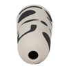 Funky Vase | Black Geometric Suar Wood Accents | 15" Ivory Ceramic
