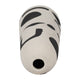 Funky Vase | Black Geometric Suar Wood Accents | 15" Ivory Ceramic